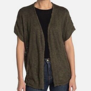 Catherine Malandrino grape leaf  Short Sleeve Slub Open Cardigan size S